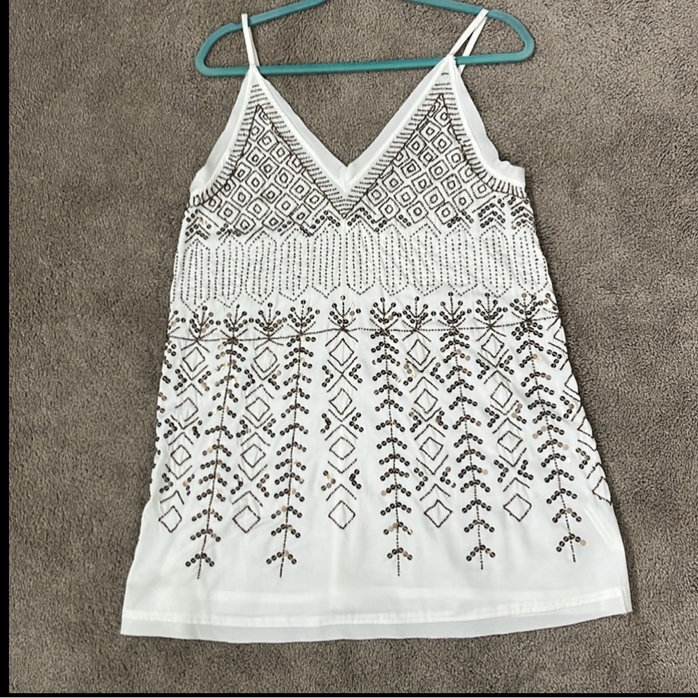 New Beautiful free people camisole top with sequence and beading. white S/P